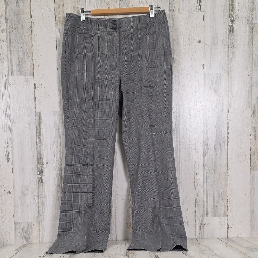 LOFT Ann Black White Glen Plaid Fully Lined Trousers Dress Pants Size 8